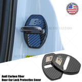 2x Audi S Carbon Fiber Texture Door Car Lock Protective Cover Sticker Decorate