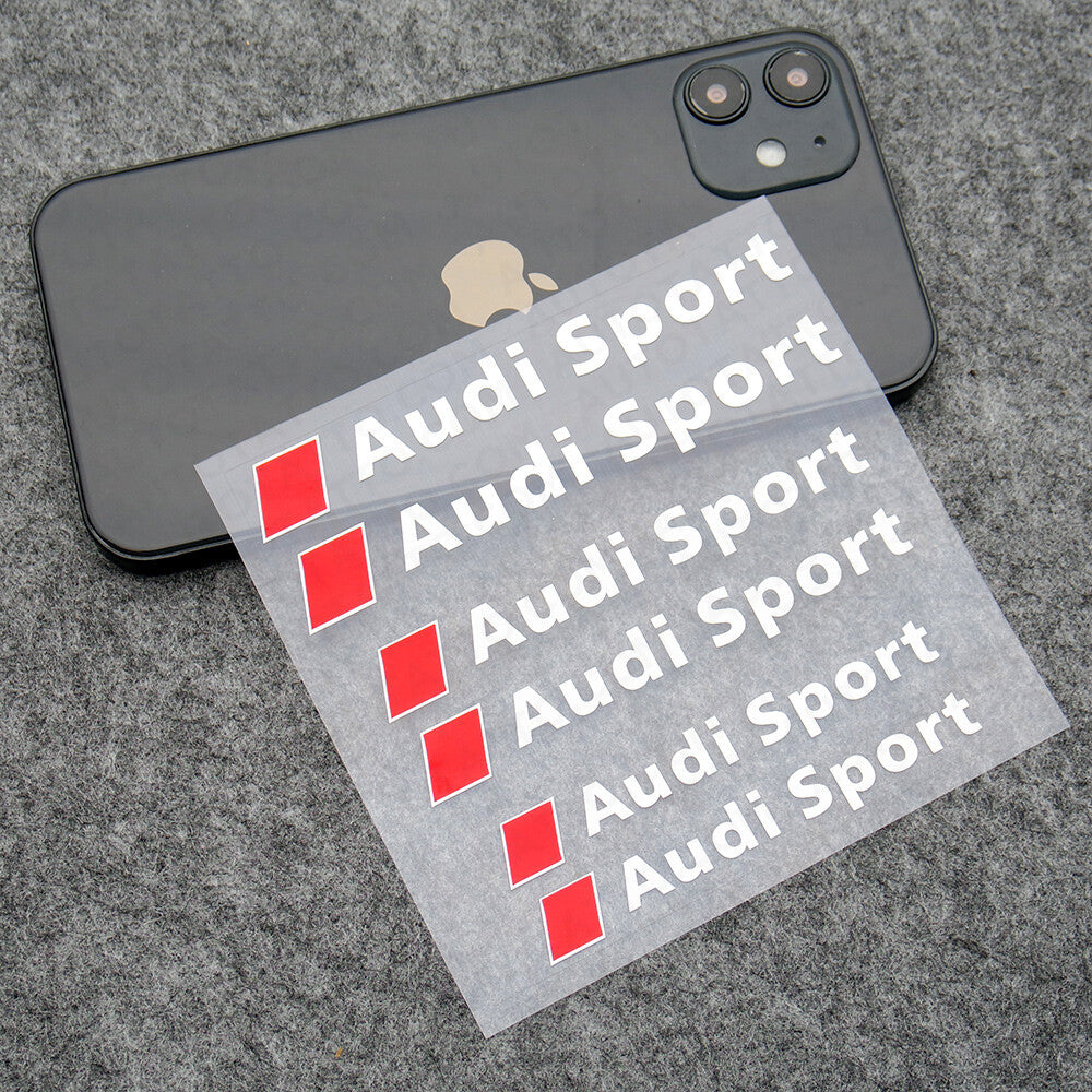 For Audi Sport Car Wheels Brake Caliper Sticker 3D Decal Logo Decoration White