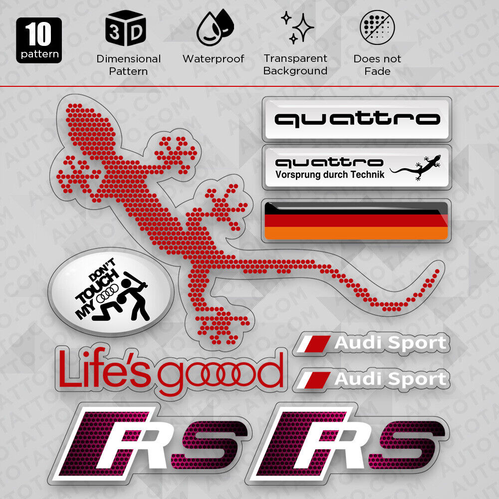 Audi Sport RS Quattro Germany Racing Car Logo Sticker Vinyl Stripes Decal Decor