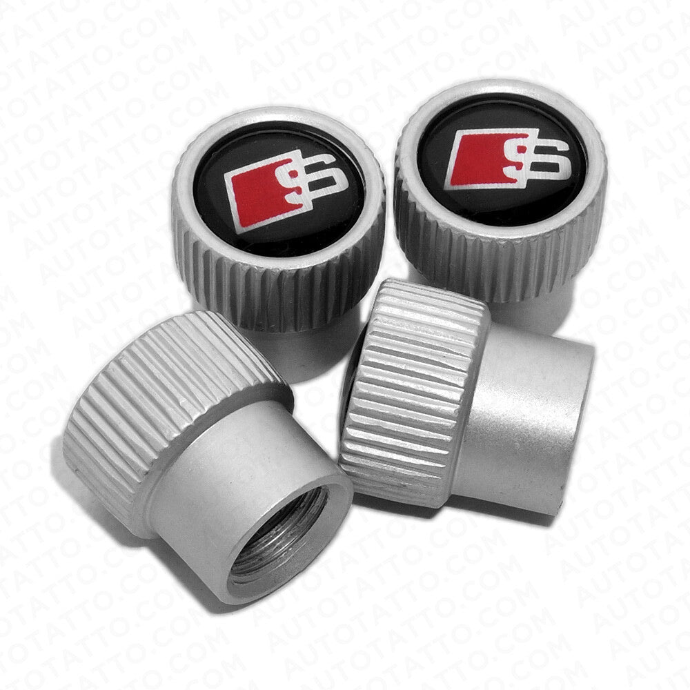 A-u-d-i S Roundel Car SUV Wheels Tire Air Valve Caps Stem Dust Logo Cover Sport