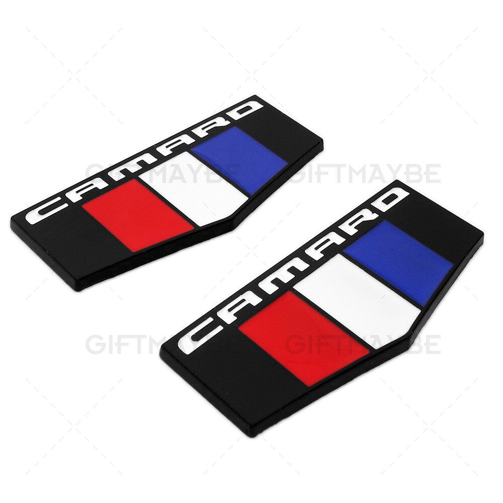 2x For GM Chevy CAMARO Logo Fender Marker Emblem 3D Black Sport Badge RS SS ZL1