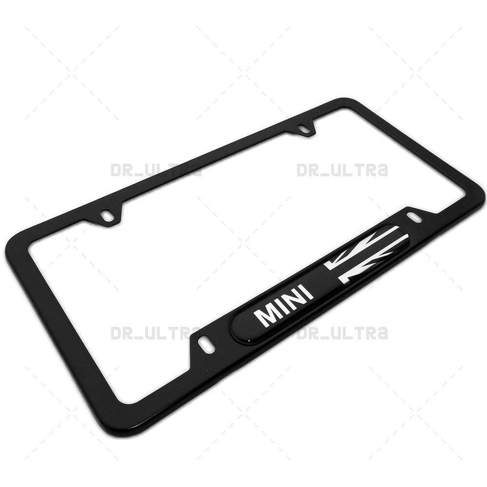 Mini Cooper Sport Front Rear Car License Plate Frame Cover Stainless Steel Black