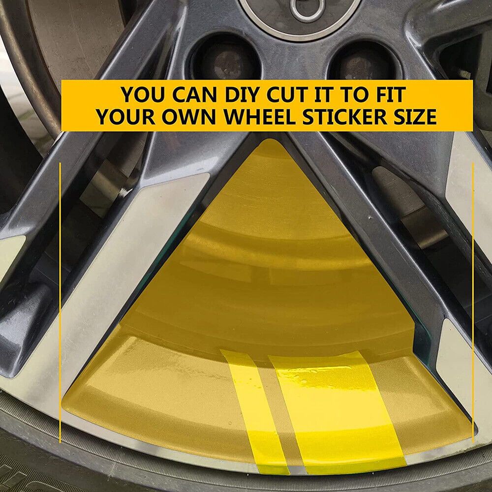 6x Car Wheels Tire Rim Vinyl Decal Racing Stripes Sport Decorate Sticker Yellow