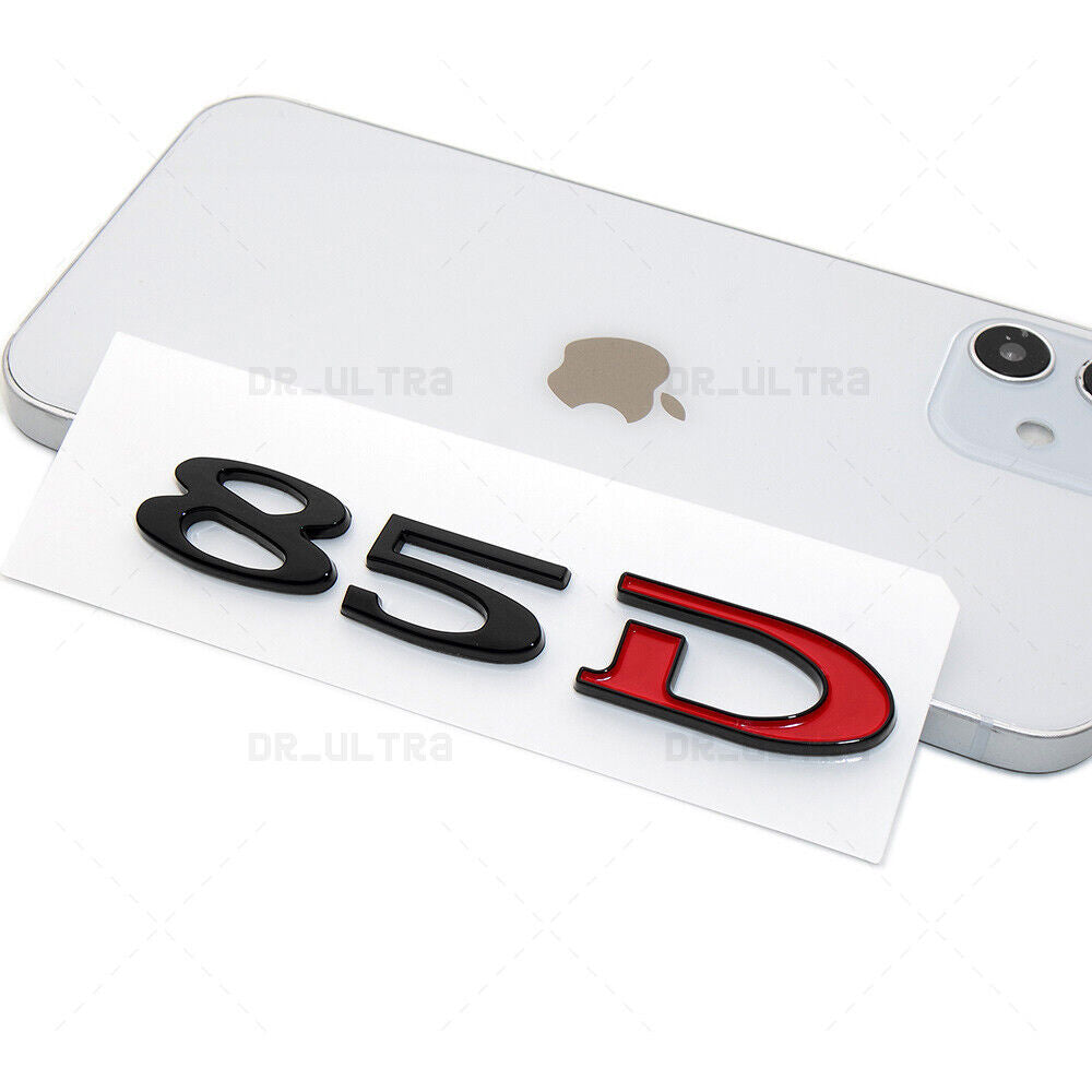 Tesla Rear Liftgate Lid Model 85D Nameplate Logo Badge Emblem Sport Black & Red