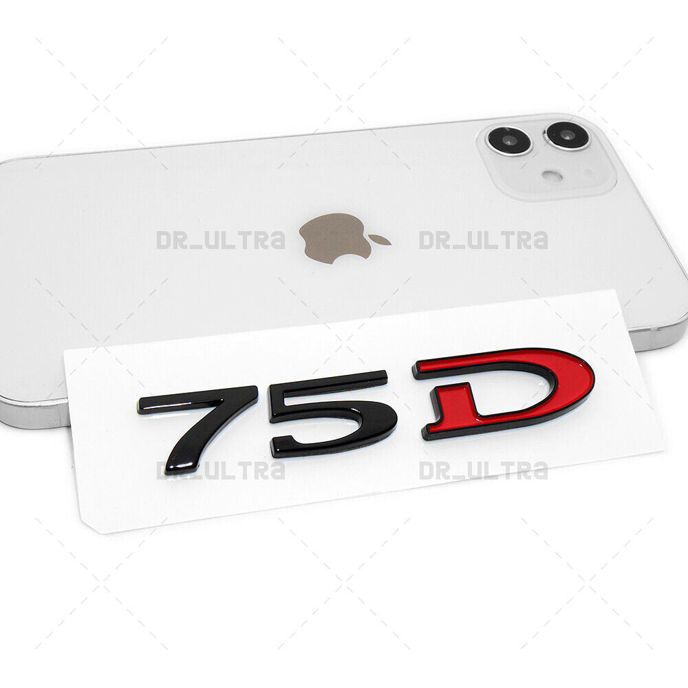 Tesla Rear Liftgate Lid 75D Letter Nameplate Logo Badge Emblem Sport Black Red