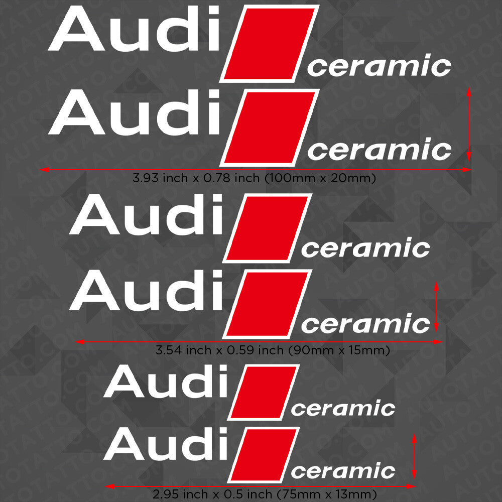 Audi Ceramic Sport Car Wheels Brake Caliper Sticker Decal Logo Decoration White