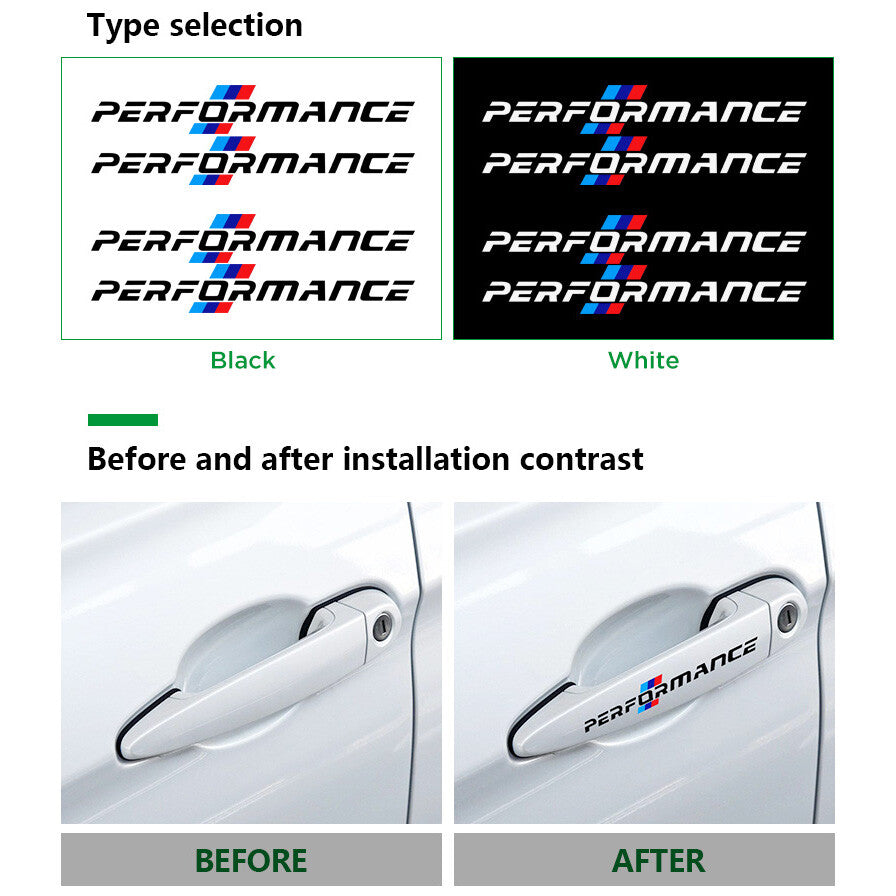 4PCS for BMW Car Decals M Performance Door Handle Sticker Car Body Decal Sport