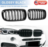 Front Kidney Grill For BMW F15 X5 F85 X5M F16 X6 F86 X6M Gloss Black Double Slat