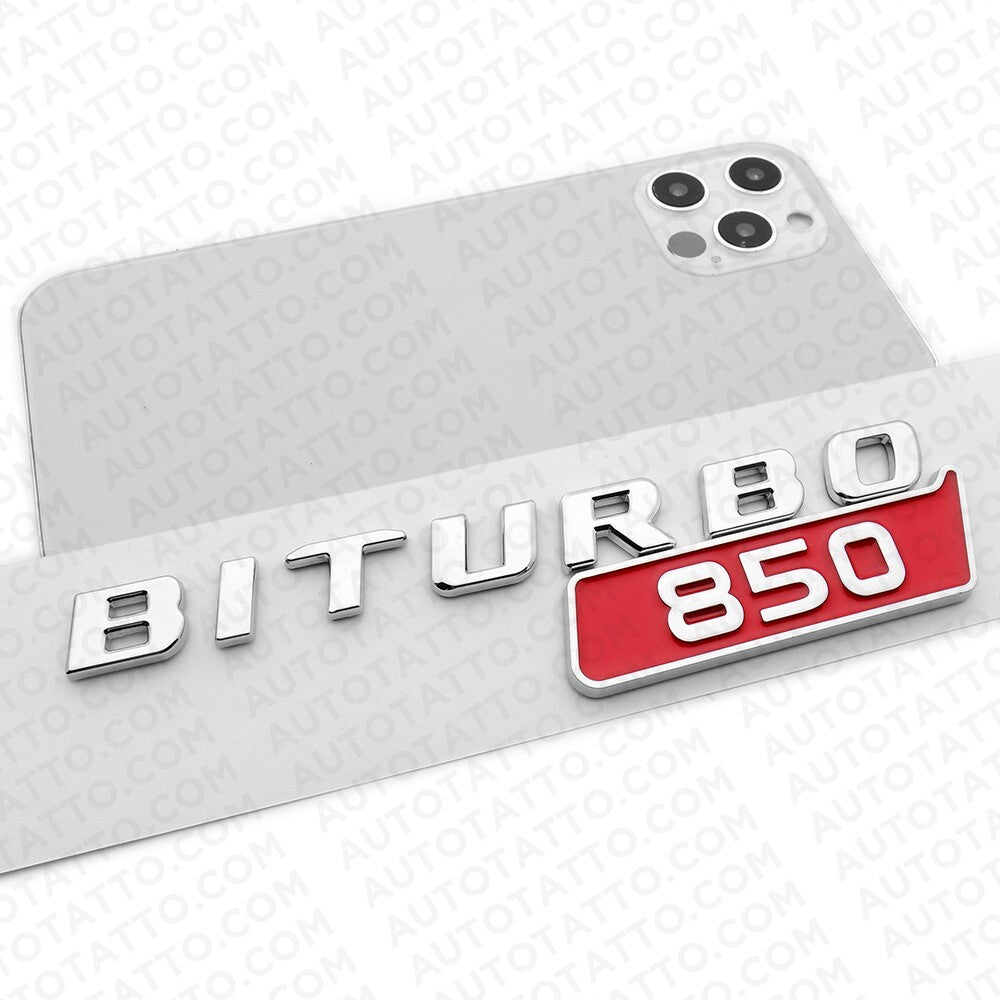 2x Mercedes BRABUS BITURBO 850 Side Fender Nameplate Badge Marker Emblem Chrome
