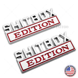 2Pcs ShitBox Edition 3D Car Truck Emblem Funny Badge Sticker Decal Decorate