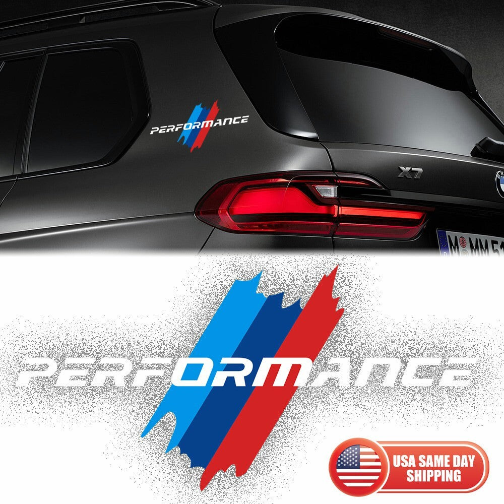 BMW M Performance Sport Car Door Bumper Windows Decorate 3D Sticker Decal White