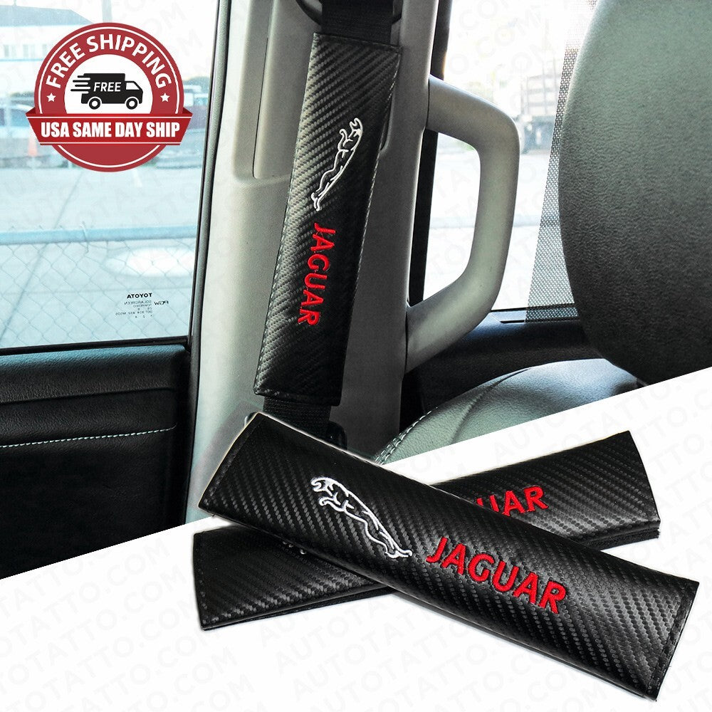 For Jaguar Carbon Car Seat Belt Cover Safety Shoulder Strap Cushion Pad Harness