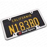 Chrome Stainless Steel Front Rear Audi Sport Logo License Plate Frame Cover Gift