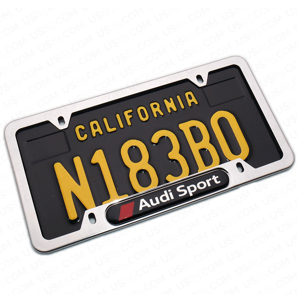 Chrome Stainless Steel Front Rear Audi Sport Logo License Plate Frame Cover Gift
