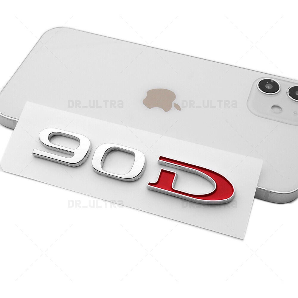 Tesla Rear Liftgate Lid Model 90D Nameplate Logo Badge Emblem Sport Chrome Red