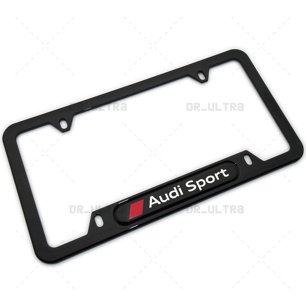 Gloss Black Front or Rear Audi Sport Logo Emblem License Plate Frame Cover Gift