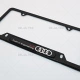 Black Stainless Steel Front Rear Emblem License Plate Frame Cover - Audi Ring