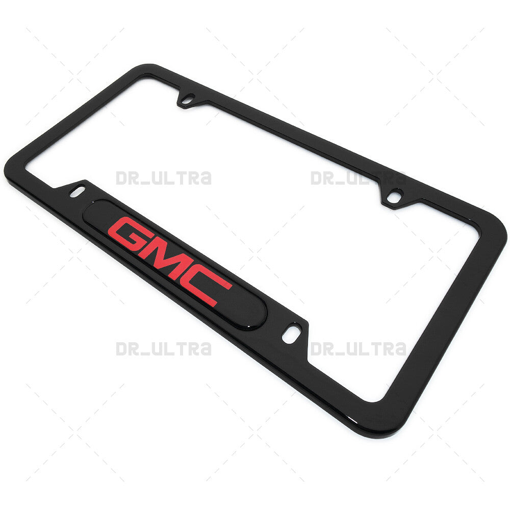Gloss Black Front or Rear GMC Logo Emblem License Plate Frame Cover Gift Sport