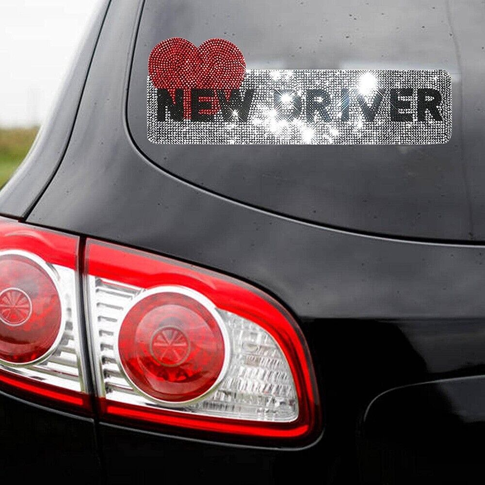 Bling Diamond Rhinestone Cute Lady New Driver Sticker Car SUV 3D Decal Decorate