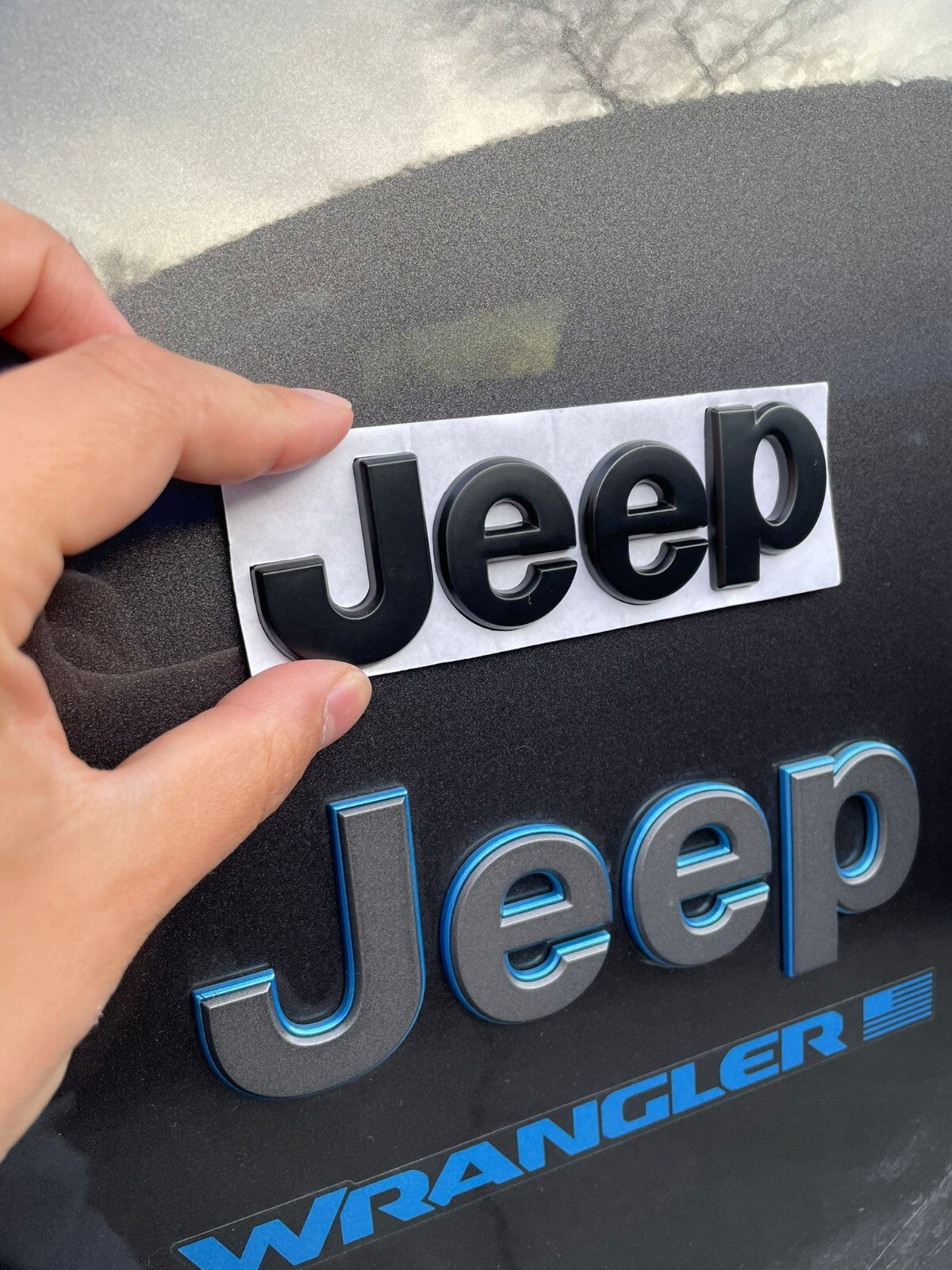 Jeep 2 (two) 5-1/4" Wrangler/Gladiator Fender Emblem Badge - Black