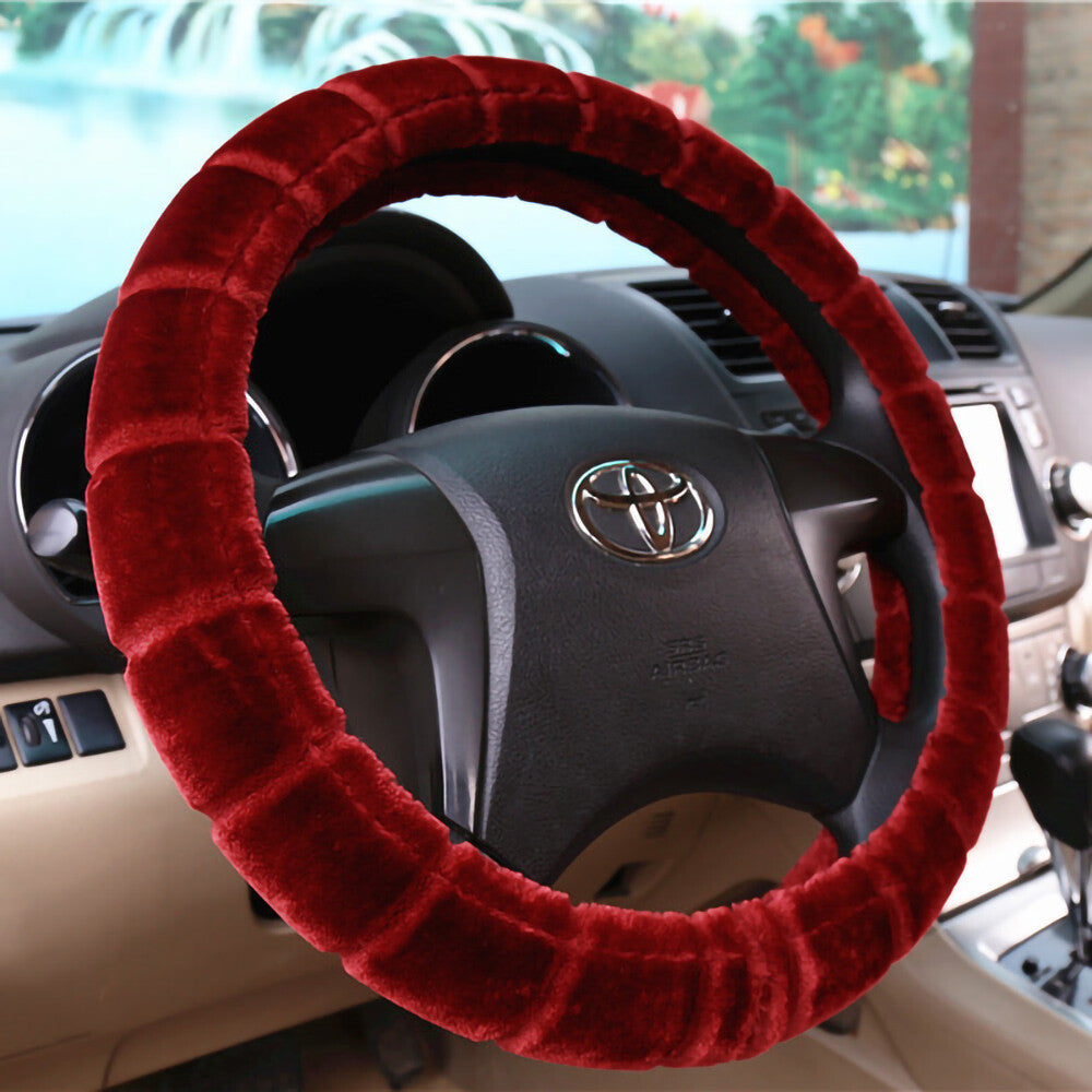 Universal Soft Warm Bamboo Style Faux Fur Car Steering Wheel Cover Decoration