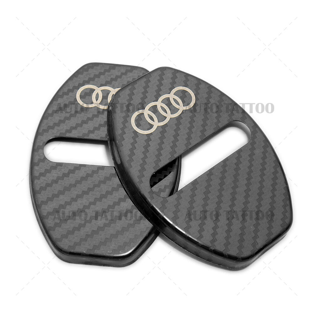 2x For Audi Carbon Fiber Texture Door Car Lock Protective Cover Sticker Decorate