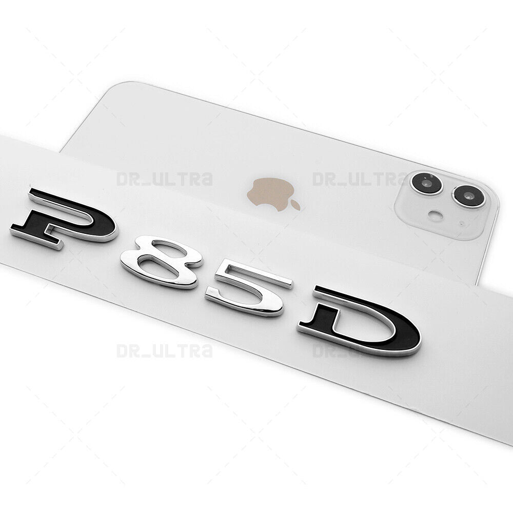 Tesla Rear Liftgate Model P85D Nameplate Logo Badge Emblem Sport Chrome Black