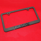 1x Brabus Gloss Black License Plate Frame Cover Decorate + Screw Caps