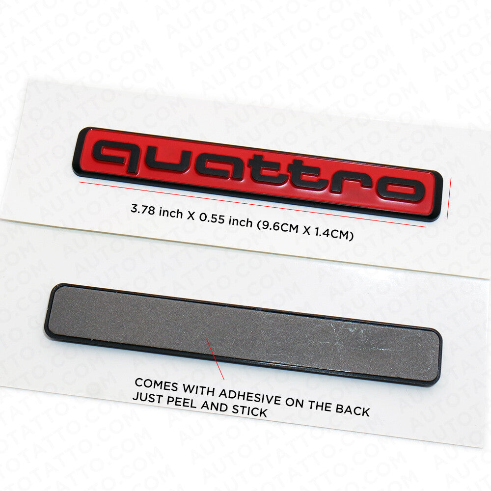 Audi Black Red Quattro Nameplate OEM ABS Emblem Liftgate Adhesive Logo Lid Badge