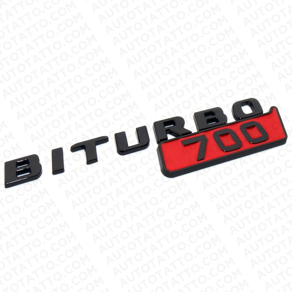 2x Mercedes BRABUS BITURBO 700 Fender Nameplate Badge Marker Emblem Gloss Black