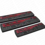 Set 3 Pcs GMC All Terrain Door Tailgate Letter Nameplate Emblem Badge Red Black