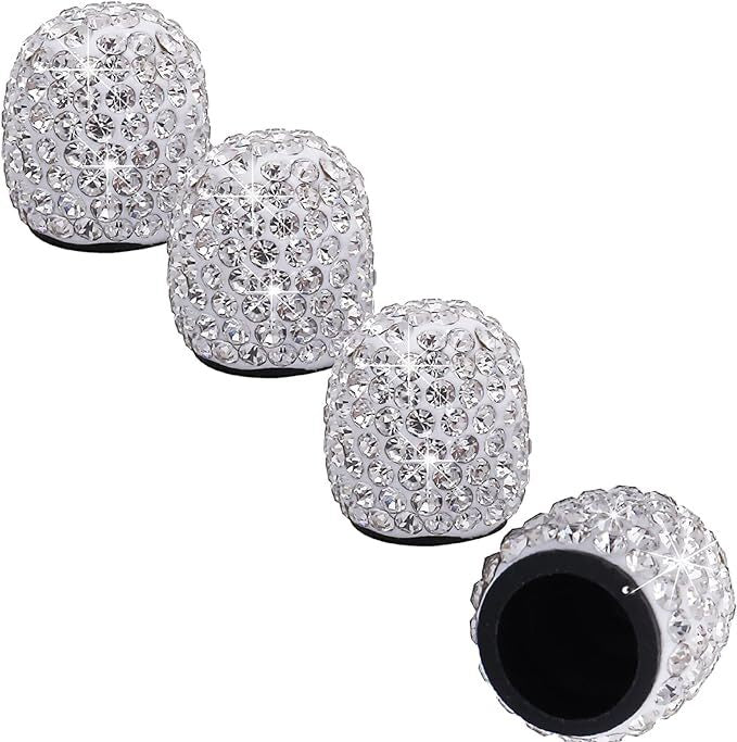 4Pcs Universal Fit Shinny Bling Tire Air Valves Stem Caps for Auto Cars Trucks