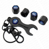 4pcs Hex Ford Car Tire Wheel Air Stem Dust Valve Caps Cover + Wrench Keychain