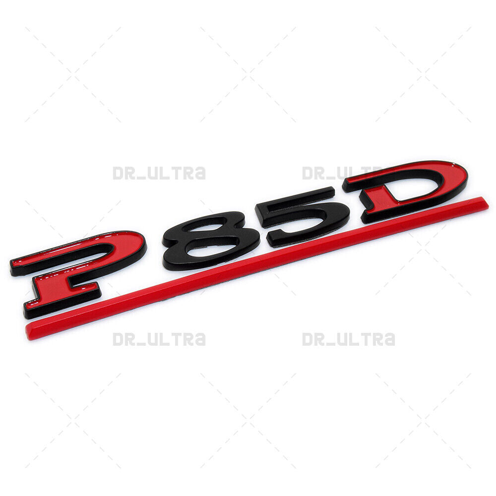 Tesla Liftgate P85D Performance Nameplate Logo Badge Emblem Sport Black & Red