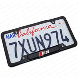 Black Stainless Steel Front Rear RS Sport Emblem License Plate Frame Cover Gift