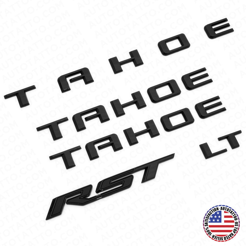 2021+ Chevy Tahoe Gloss Black Nameplate Emblem Kit Set LT RST Sport Decorate