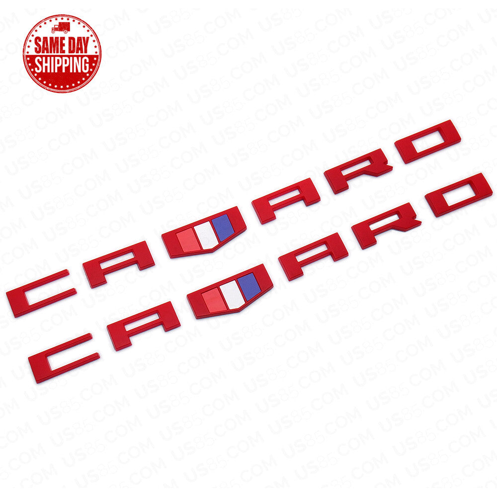 2x Chevrolet CAMARO 3D Car Letter Fender Marker Emblem Badge RS SS ZL1 Z28 Red