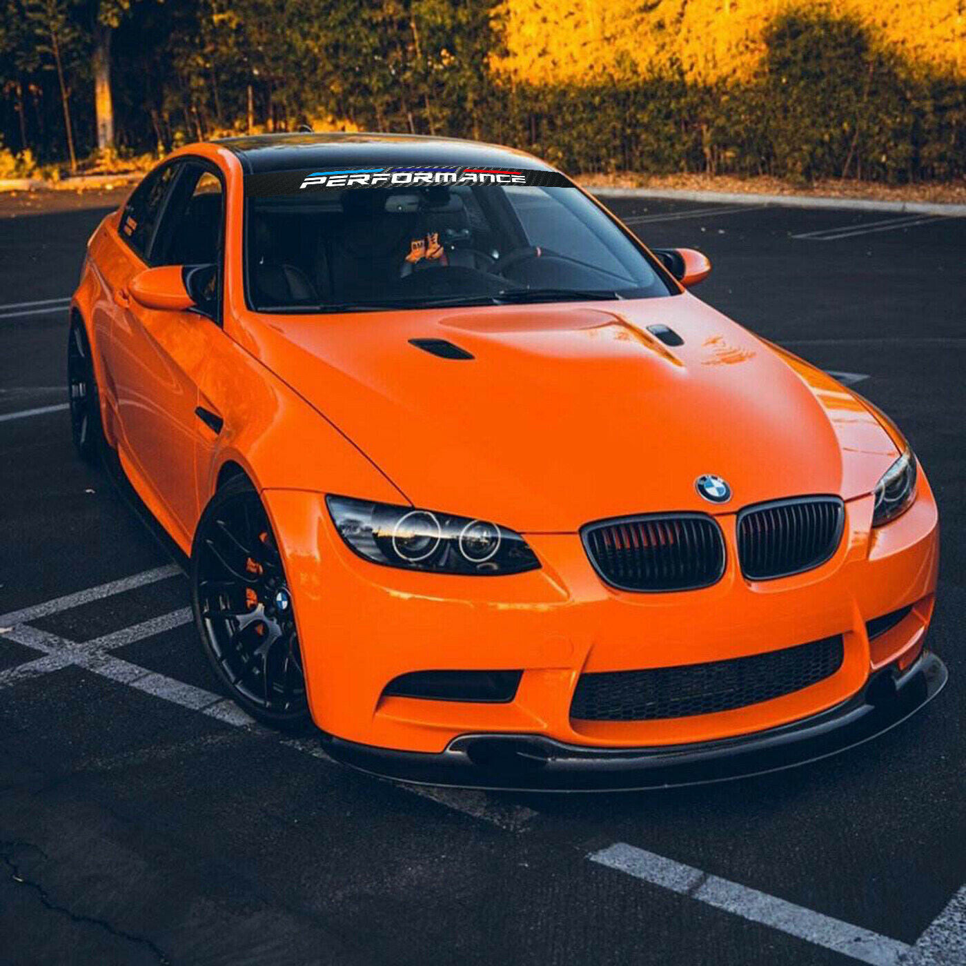 M-Sport Front Window Windshield Carbon Fiber Vinyl Banner Decal Sticker for BMW