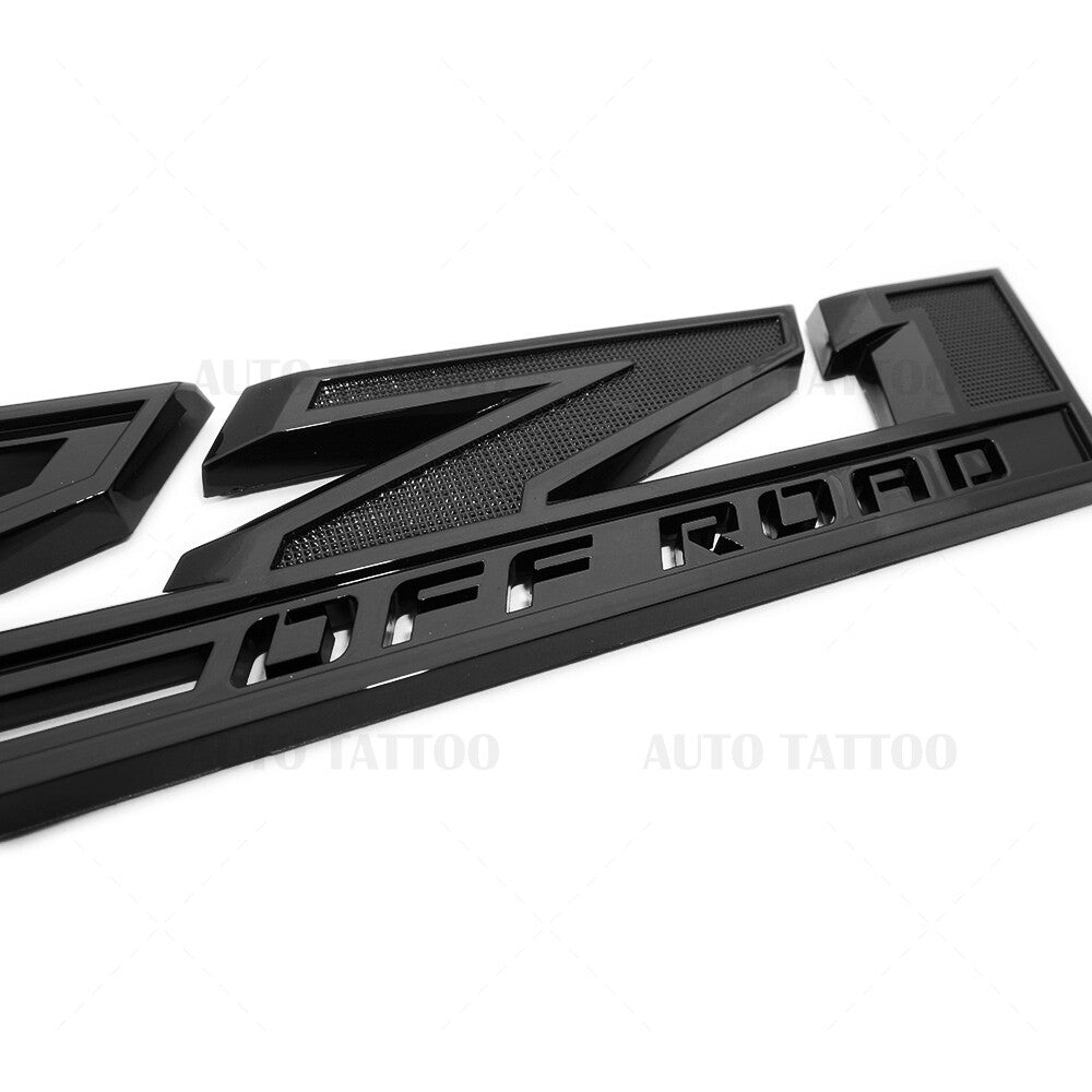2pcs Chevy 19-21 Silverado Z71 Off Road Fender Letter Emblem Badge Gloss Black