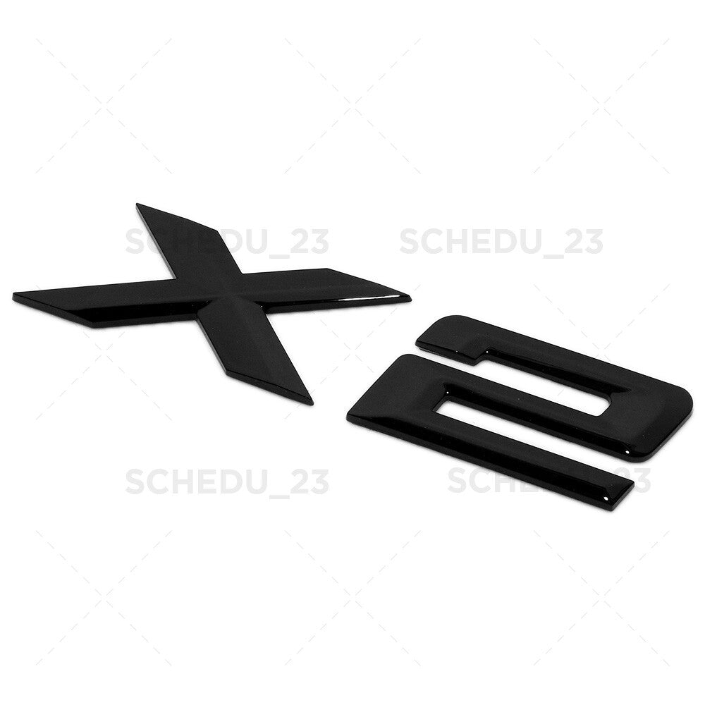 18-23 Gloss Black X2 Letter Logo Emblem Badge Rear Liftgate Nameplate M Sport