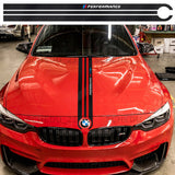 Black Carbon Fiber 5D Car Hood Sticker Stripe Decal For BMW Performance Sport