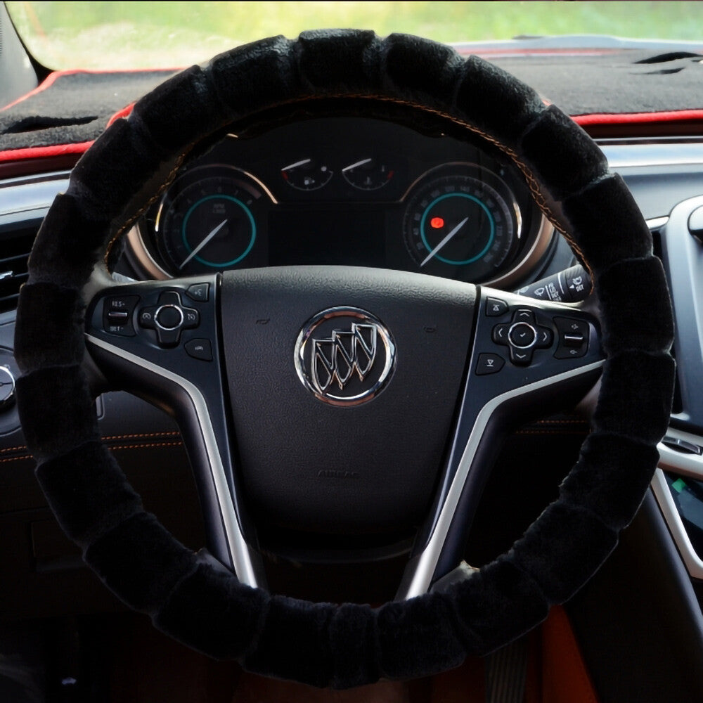 Universal Soft Warm Bamboo Style Faux Fur Car Steering Wheel Cover Decoration