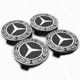 4x Mercedes Wheels Center Cap Hub Star Laurel Black Cover Inserts Sport AMG Set