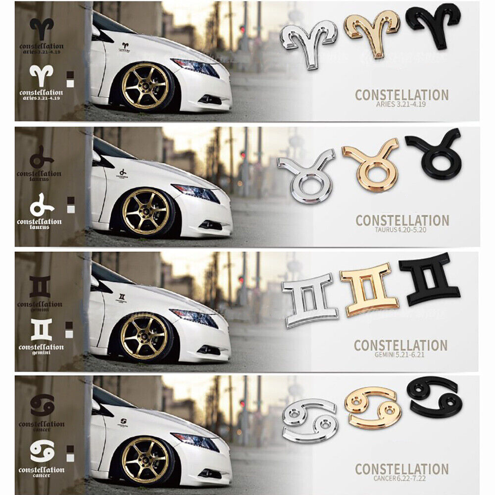 Universal 3D Fashion Metal 12 Constellations Car Decal Sticker Auto Decoration
