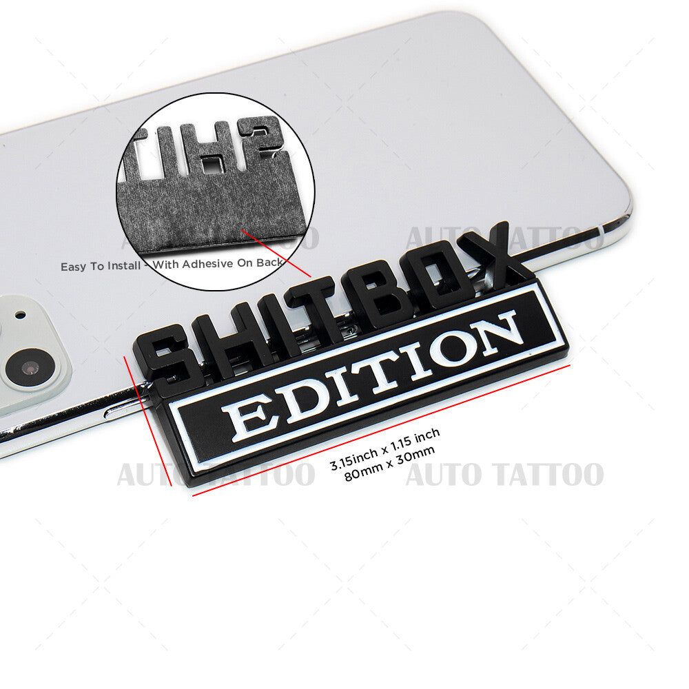 2Pcs ShitBox Edition 3D Car Truck Emblem Funny Badge Sticker Decal Decorate