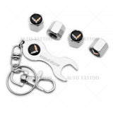 4x Hex Corvette C7 Car Tire Wheels Air Stem Dust Valve Cap Cover + Keychain Ring