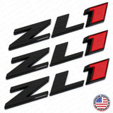 3x Camaro Hood or Rear Bumper ZL1 Nameplate Logo Sport Emblem Decorate Black Red
