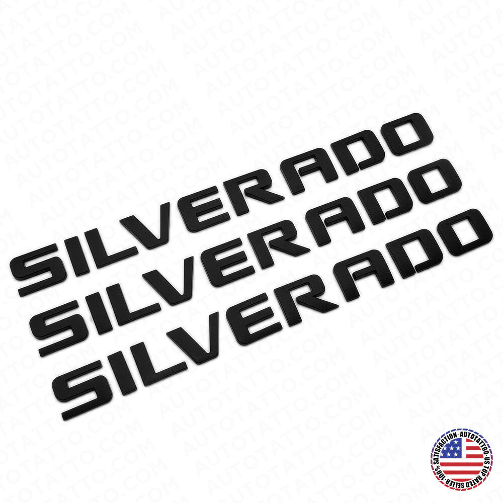3x Chevy Silverado Fender Tailgate Logo Nameplates Letter 3D Emblem Z71 Black