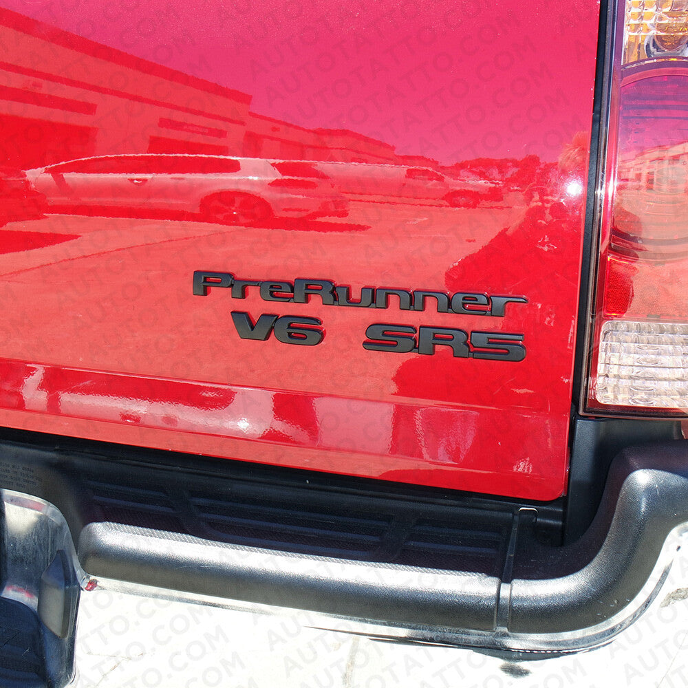 Tacoma Pickup Truck V6 Tailgate Rear Body Nameplate Logo TRD Emblem Gloss Black