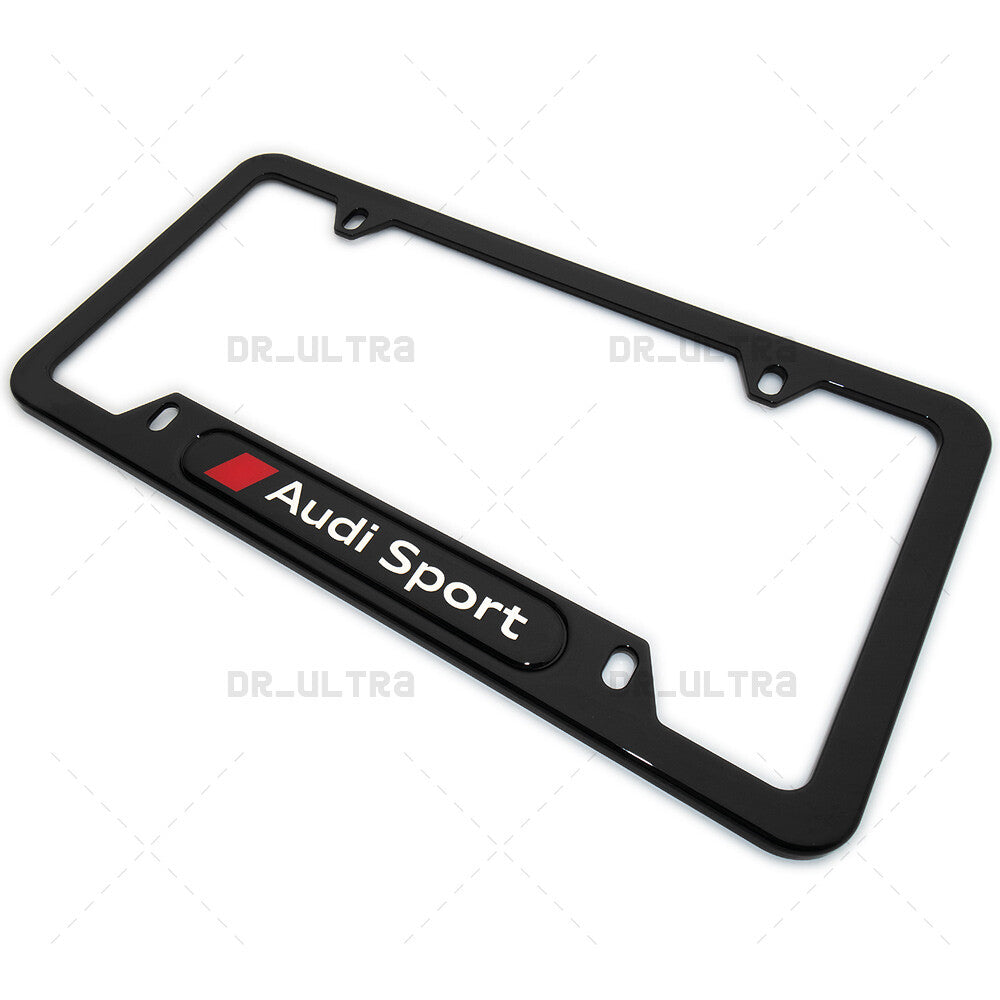 Gloss Black Front or Rear Audi Sport Logo Emblem License Plate Frame Cover Gift